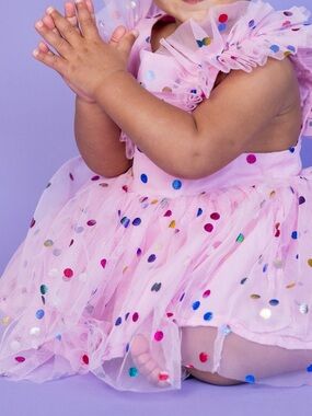 Cake Smash Pink Sequin Tulle Princess Dress for Kids